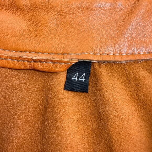 Vintage Debra C Beverly Hills Orange Perforated Leather Jacket Italian Sz 44 (M) - Picture 6 of 12
